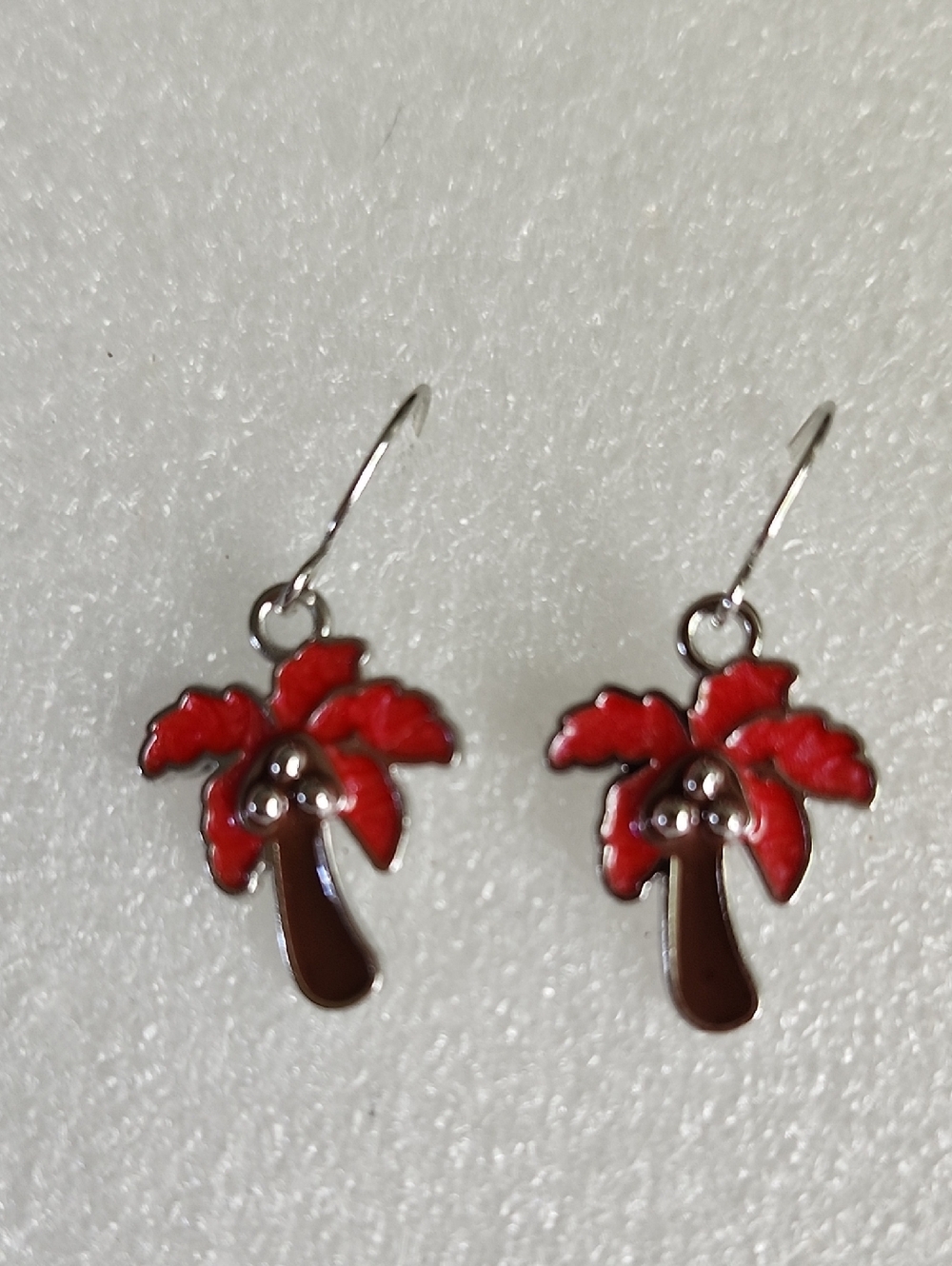 Hand Crafted Red Palm Tree Enamel Drop Earrings - Women Jewelry